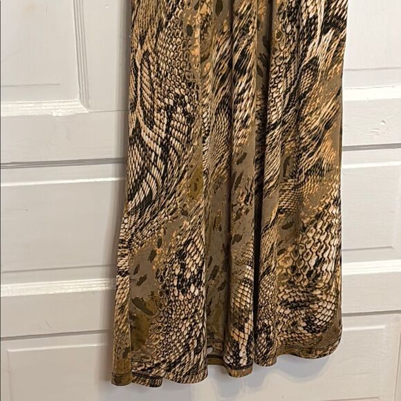 West Loop Women’s Brown Snake Print V-Neck Short Sleeve Maxi Dress Size Large - Picture 3 of 7